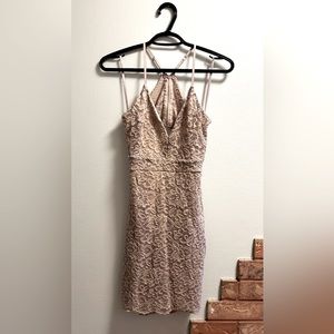 Lace Dress with Back Cut Out and Zipper- Nude; Never worn. 🖤